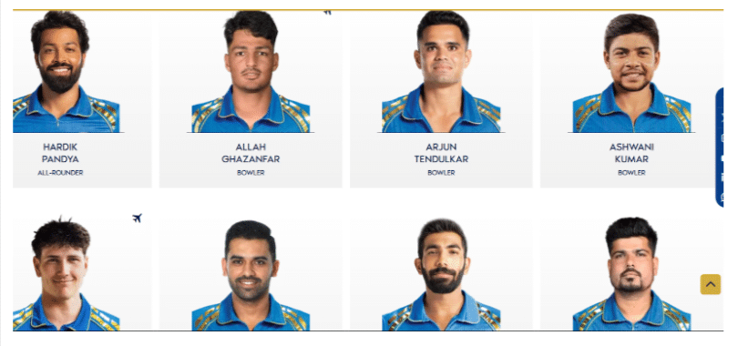 Mumbai Indians Squads for IPL 2025