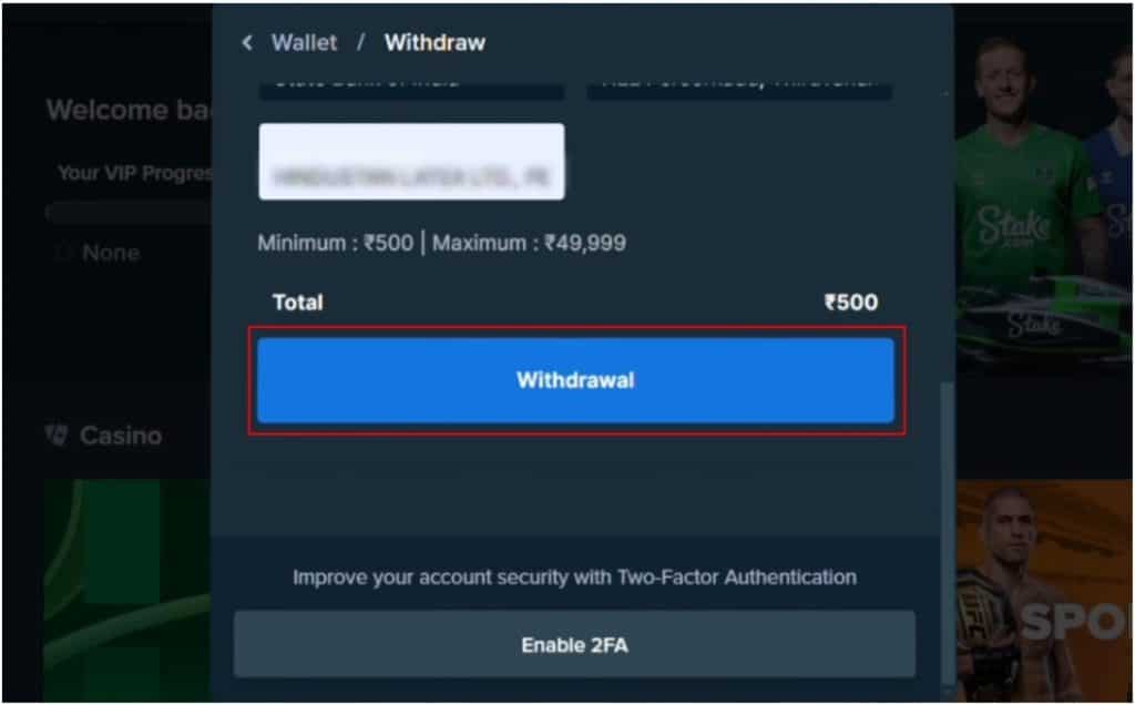 Stake withdrawal amount Stake withdrawal amount